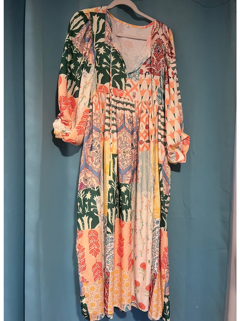 Bohemian Patchwork Maxi Dress - Multicolor